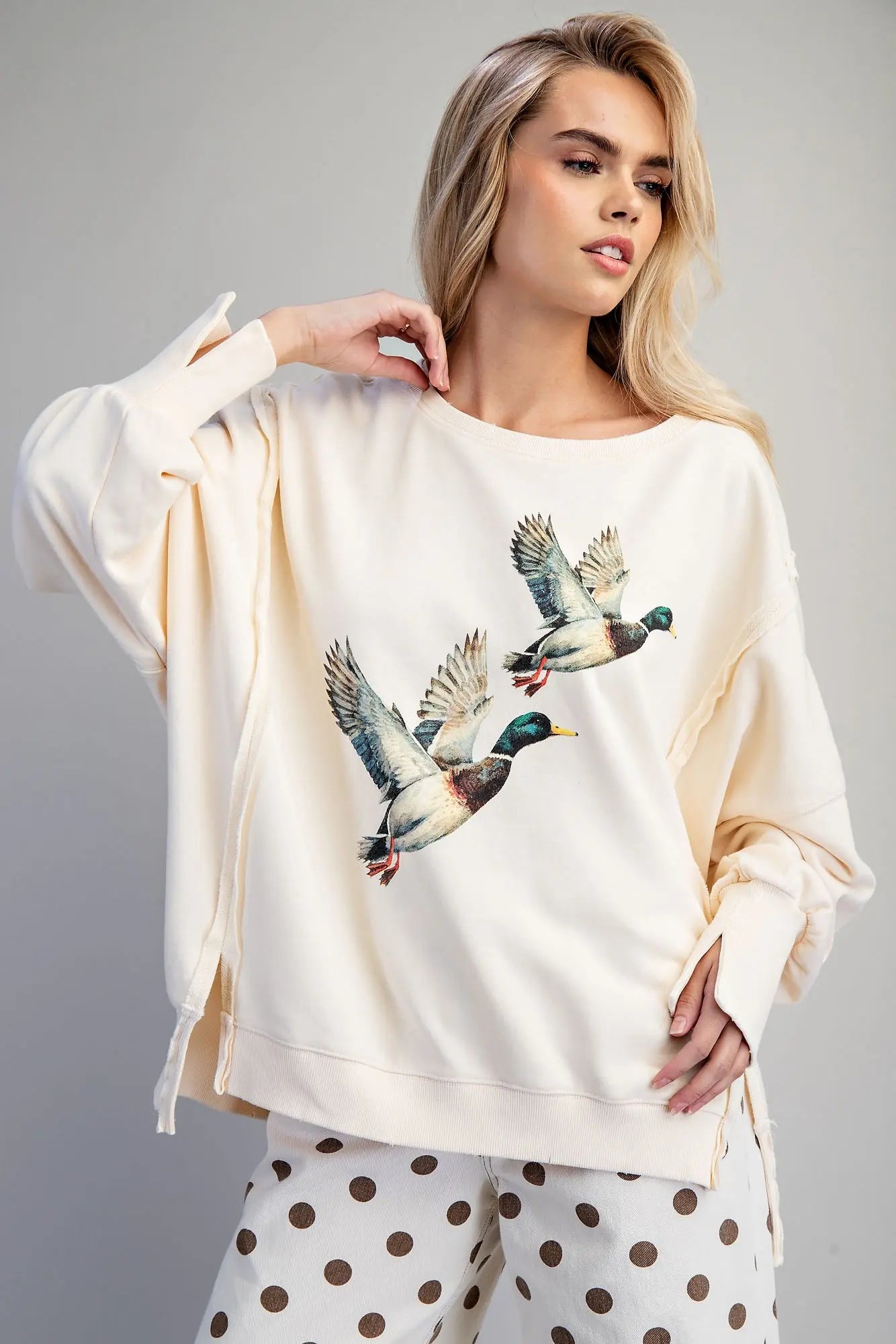 Stone Washed Duck Graphic Pullover