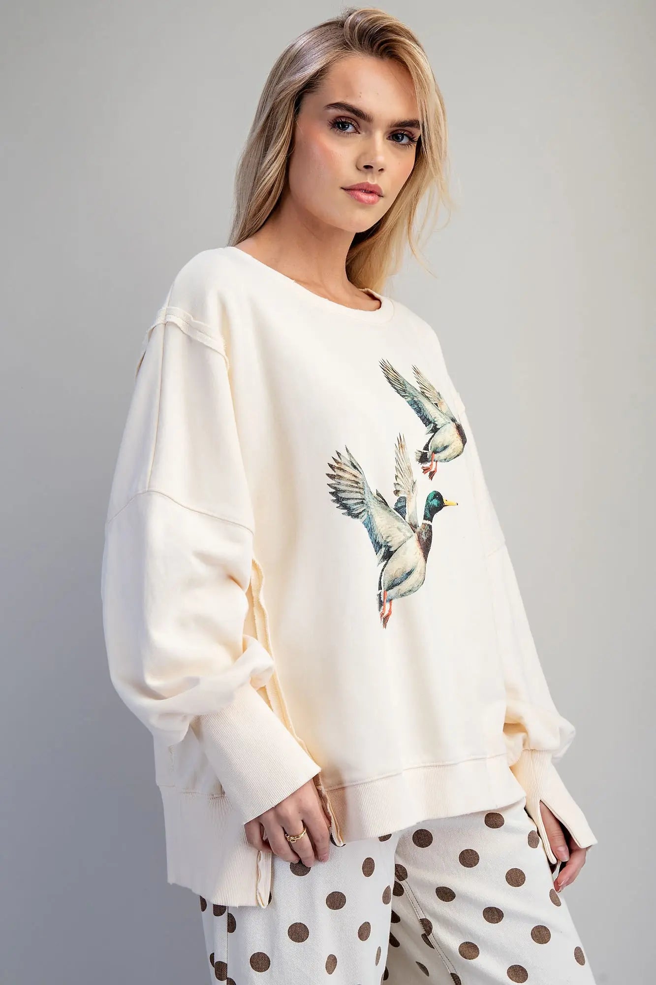 Stone Washed Duck Graphic Pullover