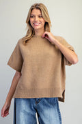 Short Sleeve Side Slit Sweater