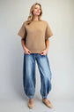Short Sleeve Side Slit Sweater