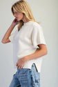 Short Sleeve Side Slit Sweater
