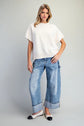 Short Sleeve Side Slit Sweater