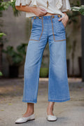 Whipstitch Pocket Cropped Pants