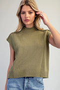 Mock Neck Exposed Seam Top