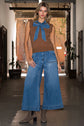 Denim Tie Neck Sleeveless Sweater