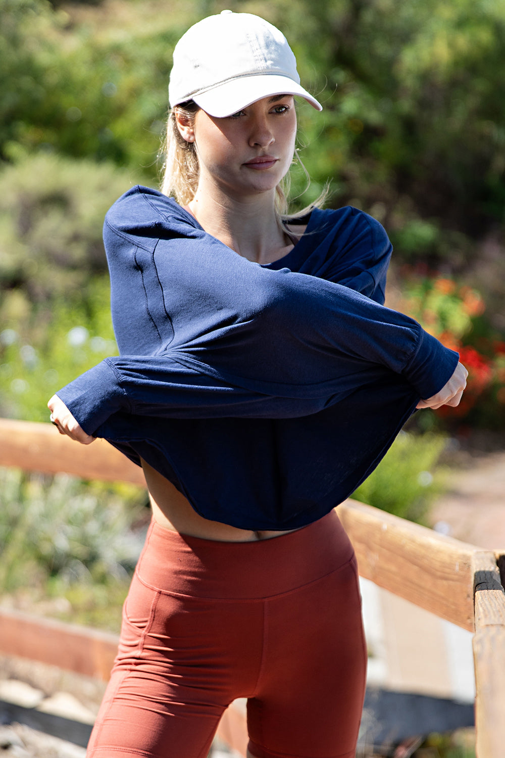Cotton Slub Open Back Long Sleeve Top image 6