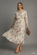 Lurex Floral Print Midi Dress image 0