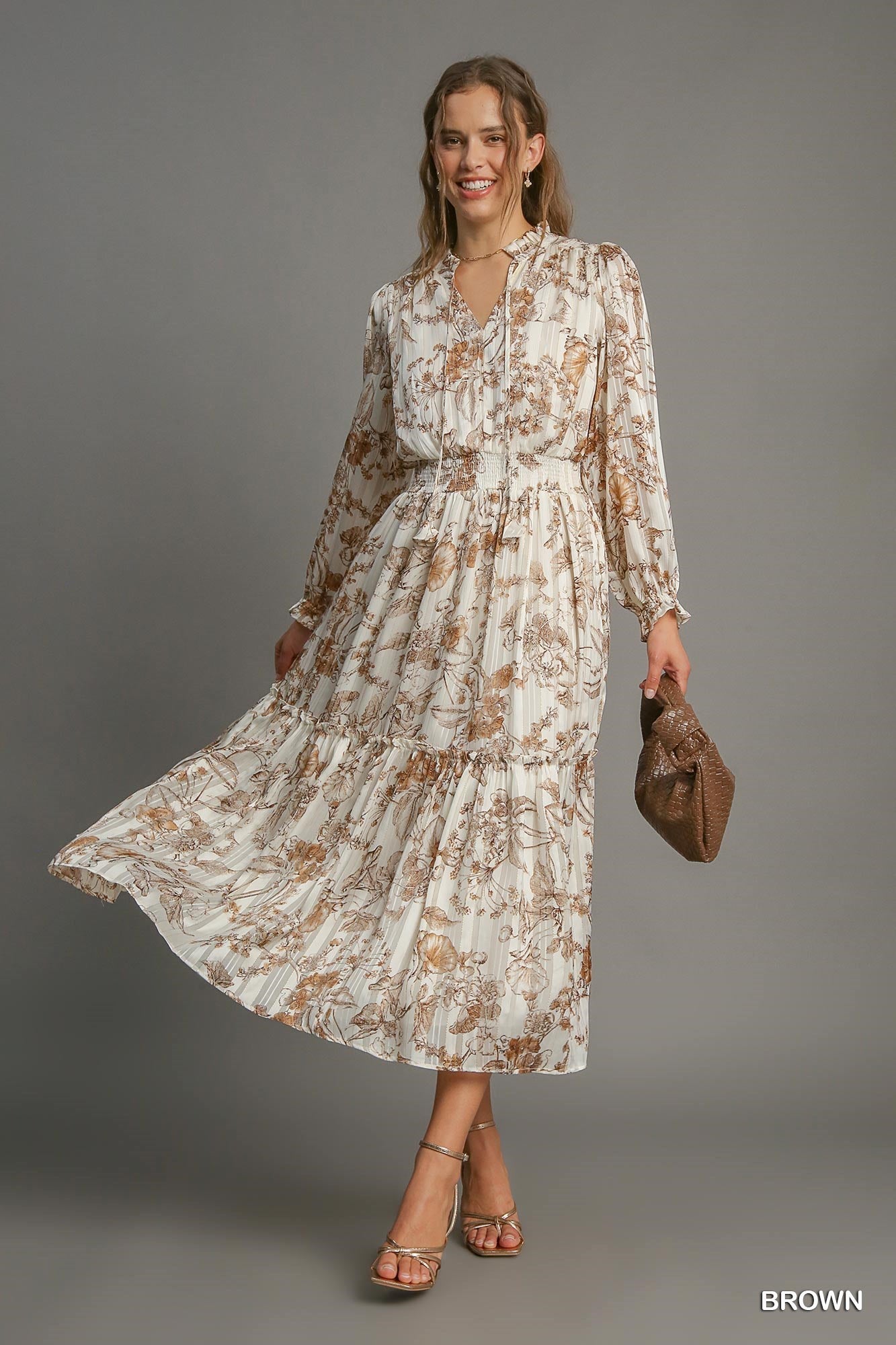 Lurex Floral Print Midi Dress image 0