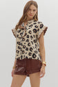 Leopard Ruffle Top with Multicolor Neck image 2