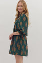 H Green Floral Puff Sleeve Mini Dress image 3