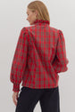 RED PLAID MOCK NECK LONG SLEEVE TOP image 5