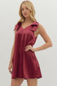Burgundy Satin Sleeveless Bow Detail image 2