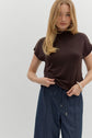 Brown Mock Neck Pullover Top image 1