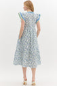 Floral Print Dress With Mint/Blue V-neck Ribbon image 2
