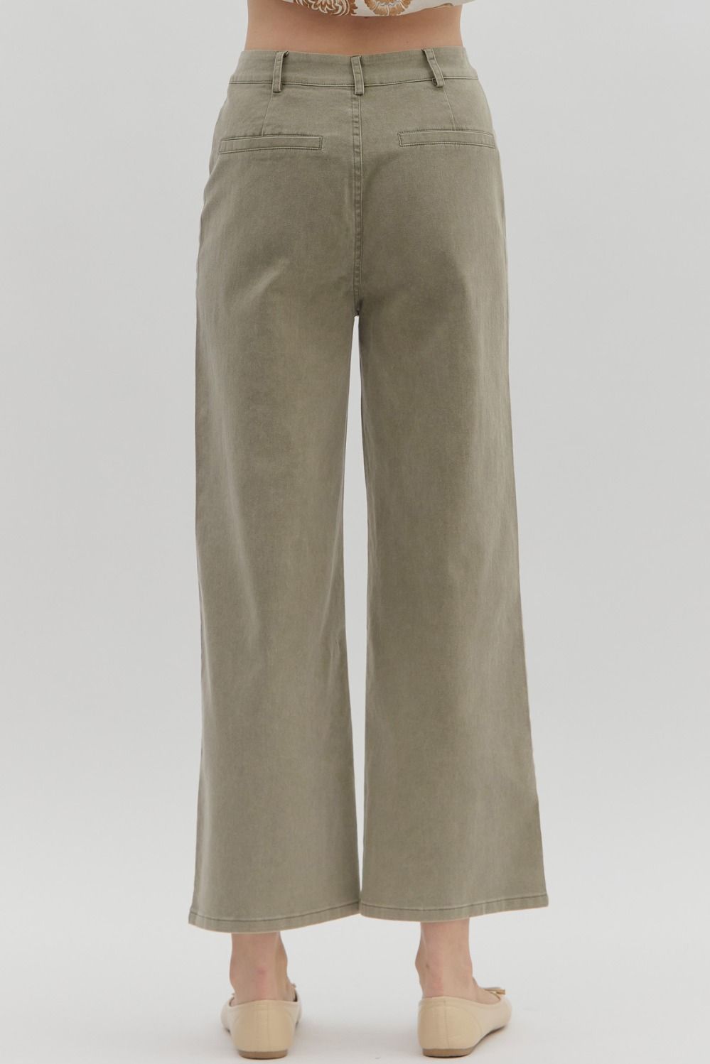 Olive High Waisted Wide Leg Pant image 5