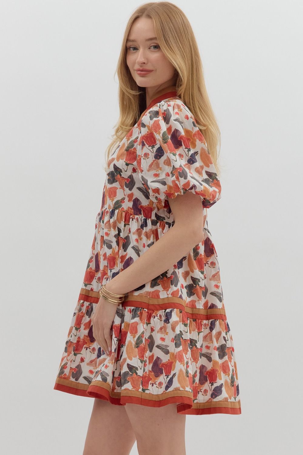 Pumpkin Floral Mini Dress image 3