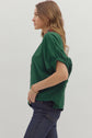 Green Dolman Top w/ plaid vneck image 4