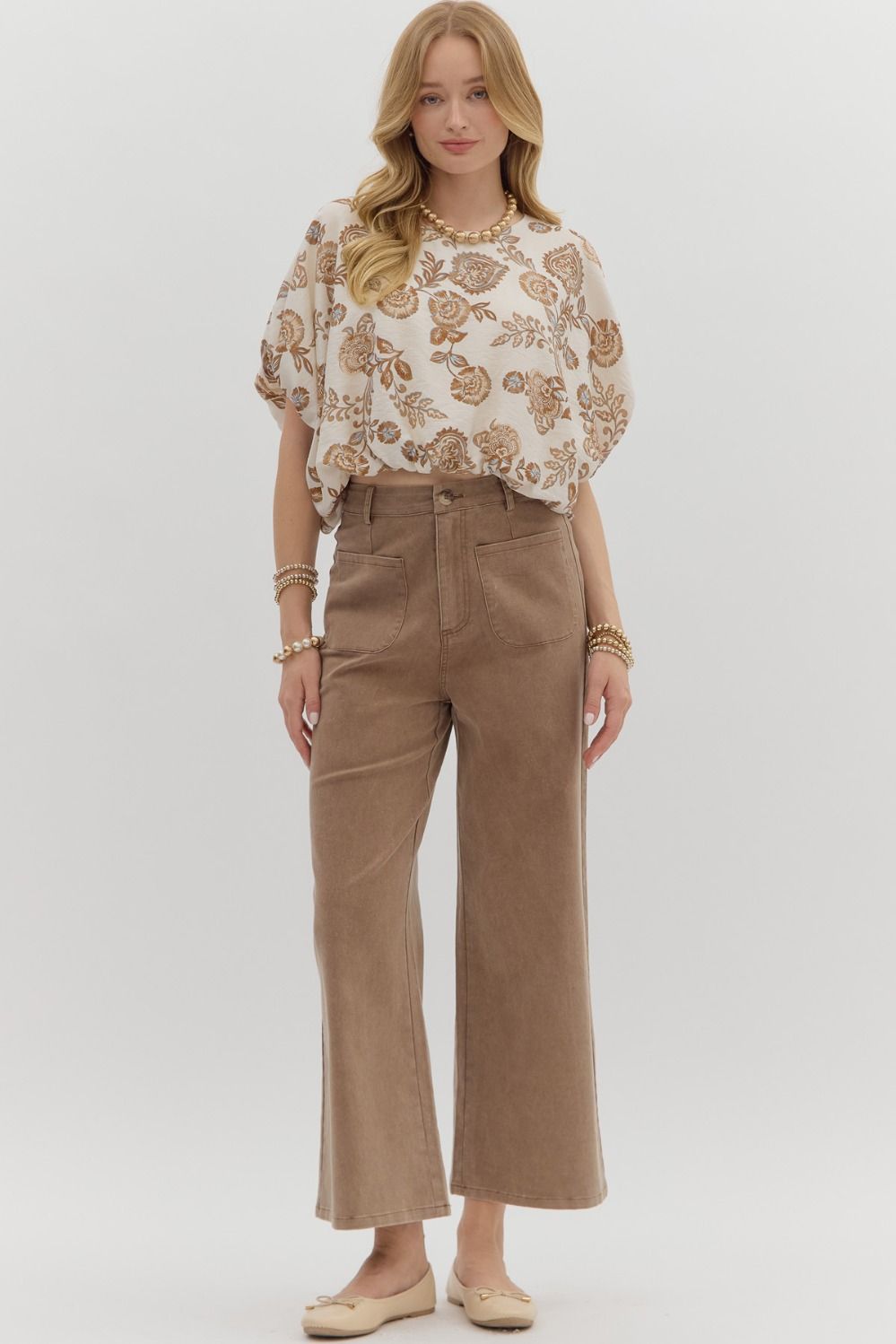 Brown High Waisted Wide Leg Pant image 0