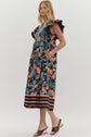 Black & Blue/Rust Floral Flutter Sleeve image 4