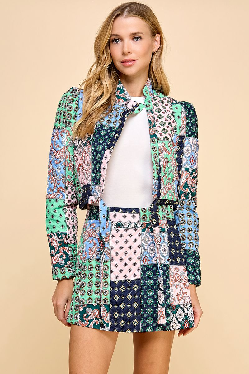 Quilted crop jacket image 0