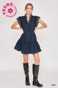Navy scalloped trim mini dress image 2