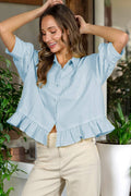 Baby Doll Blouse Peplum Ruffle Hem