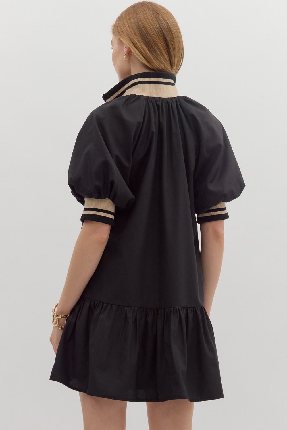 Black Polo Dress With Taupe Band image 5