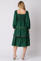 Hunter Green Hand Embroidery Tiered Scallop Maxi image 2