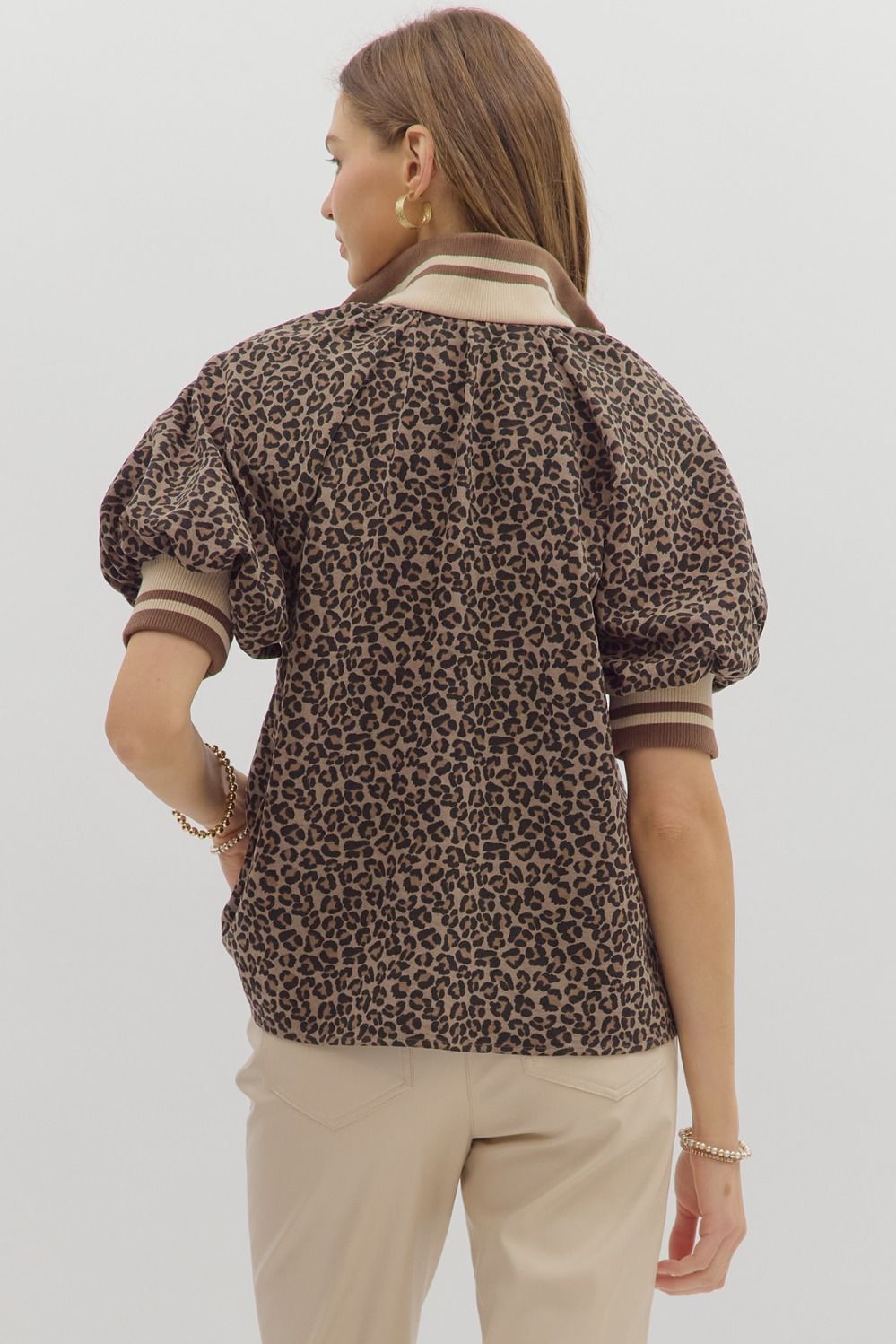 Leopard Half Zip Pullover Top image 5
