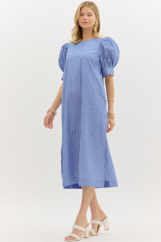Denim Striped Pullover Maxi image 1
