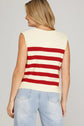 Sleeveless Striped Sweater with Side Gold Buttons image 4