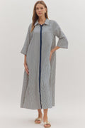 Indigo Striped 3/4 sleeve Midi dress image 0