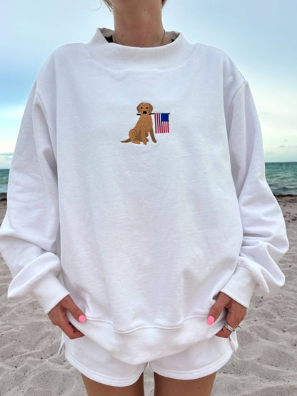 White American Flag Dog Mockneck Sweatshirt