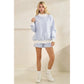 Blue Striped Mock Neck Sweatshirt and Short Set