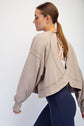 Cotton Slub Open Back Long Sleeve Top image 2