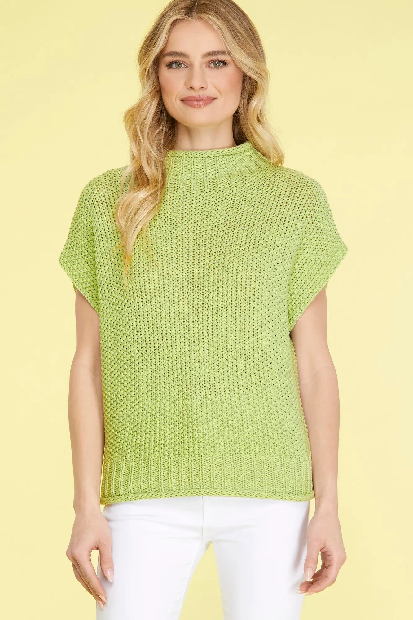 Avocado Sleeveless Mock Neck Sweater Vest
