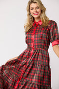 CHRISTMAS PLAID ORGANZA MIDI DRESS image 0