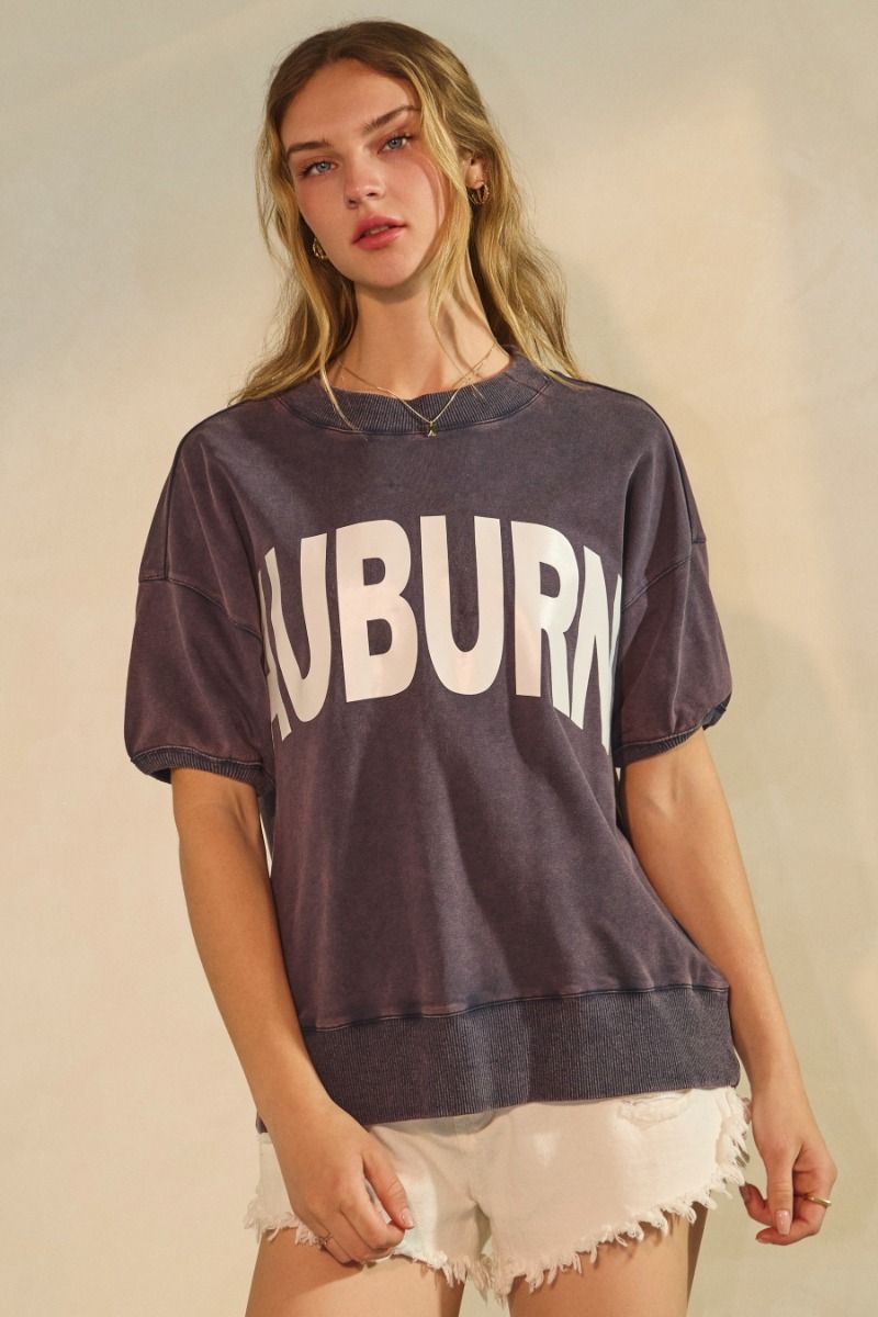 Auburn Acid Washed Short Sleeve Sweatshirt image 2
