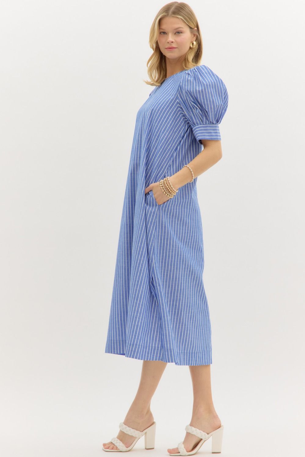 Denim Striped Pullover Maxi image 2