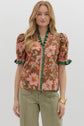 Brown& Pink Floral Ruffle Band Top image 6