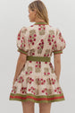 ECRU Floral with Olive & Burgundy Accent Band & Belt image 5