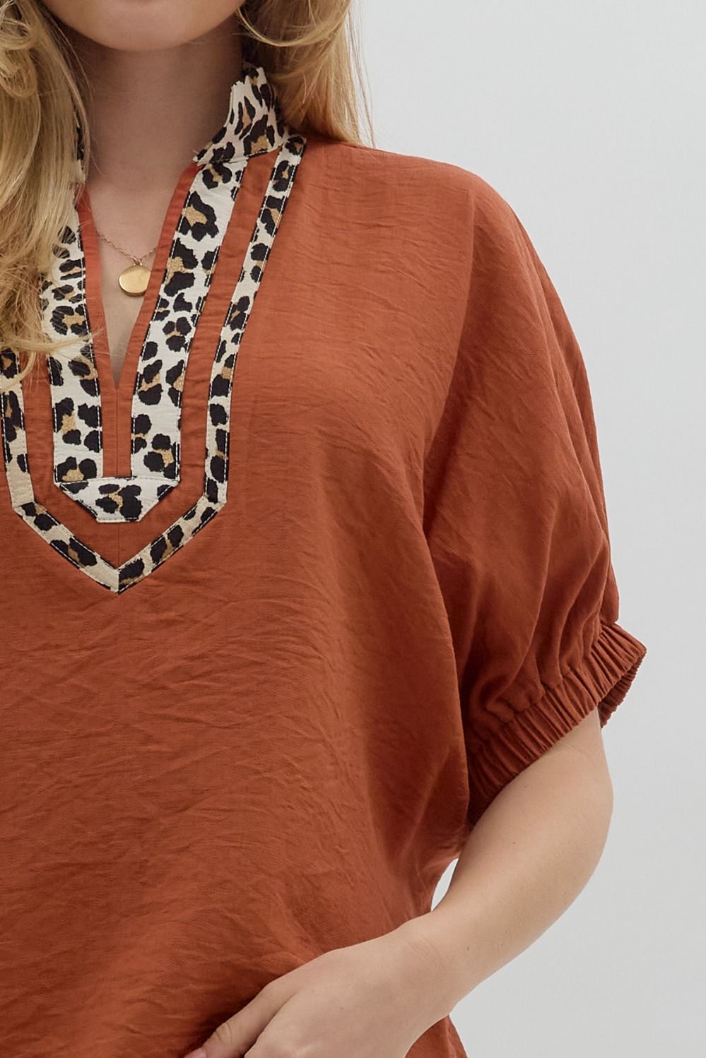 Rust Leopard Dolman Top image 2