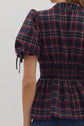 Navy Plaid Zip Front Top image 6