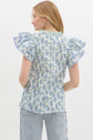Floral Print V-neck Top with Ribbon Detail image 2