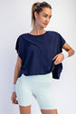 Oversized Cotton Slub Open Back Short Sleeve Top image 3