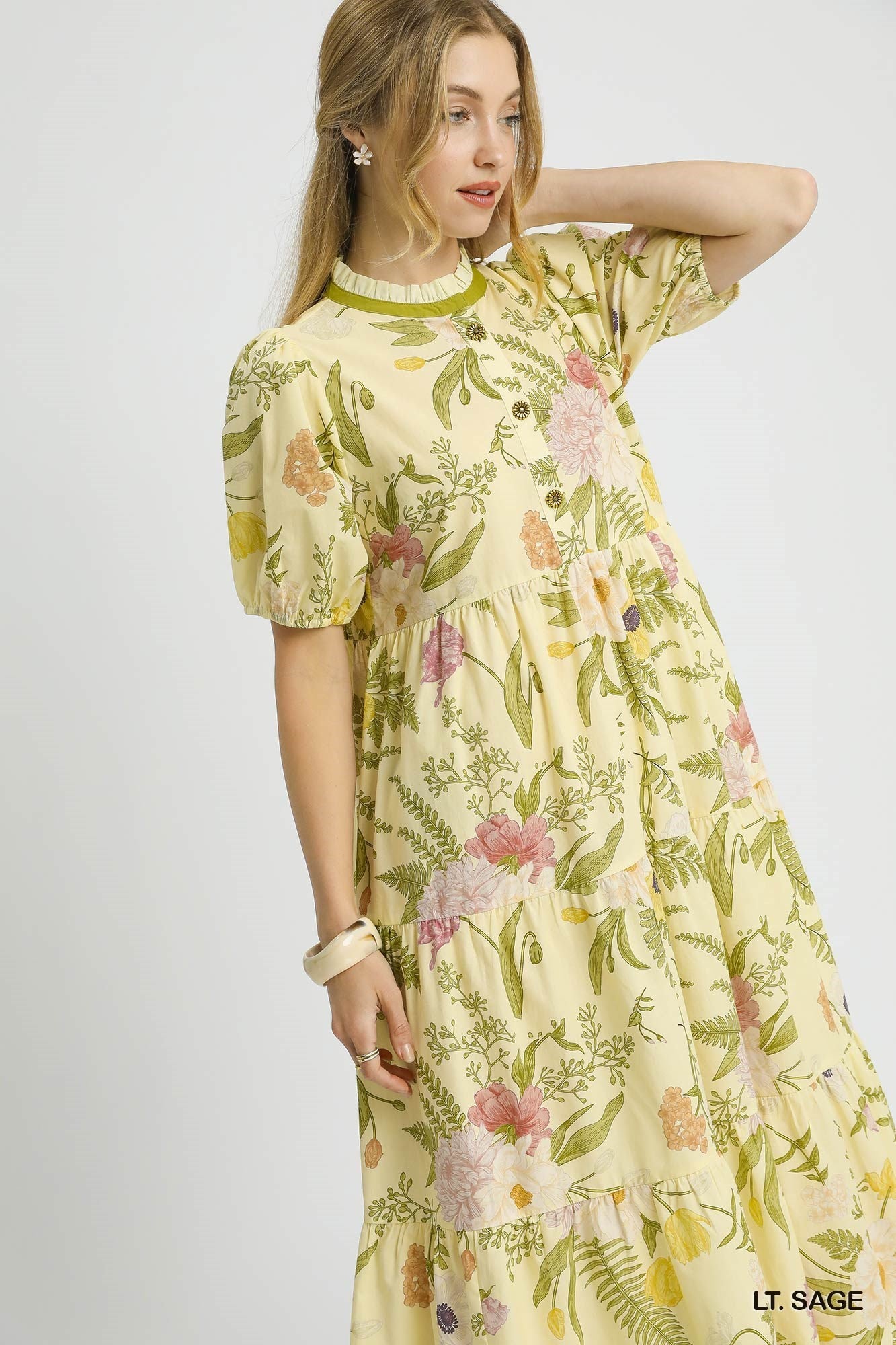 Lt. Sage Floral Tiered Midi Dress image 2