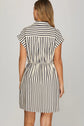Navy Striped Collared Mini Dress