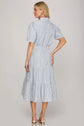 SHORT SLEEVE STRIPED MIDI DRESS WITH POCKETS