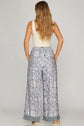 Blue Woven Print Wide Leg Pant