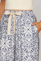 Blue Woven Print Wide Leg Pant